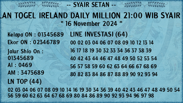 Prediksi Ireland Daily Million 21:00 WIB