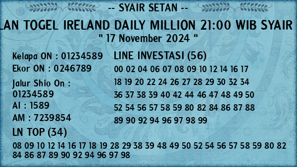 Prediksi Ireland Daily Million 21:00 WIB