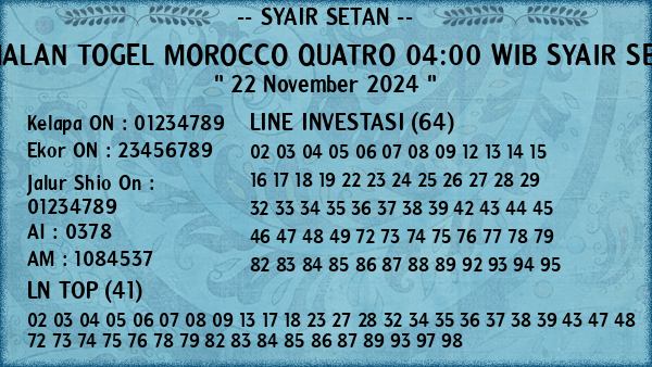 Prediksi Morocco Quatro 04:00 WIB