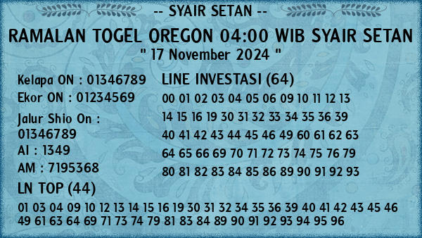 Prediksi Oregon 04:00 WIB