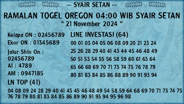 Prediksi Oregon 04:00 WIB