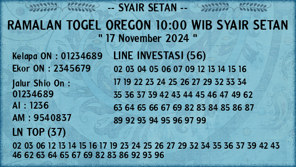 Prediksi Oregon 10:00 WIB