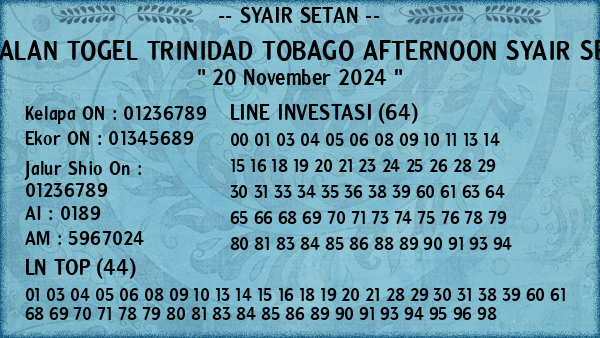 Prediksi Trinidad Tobago Afternoon