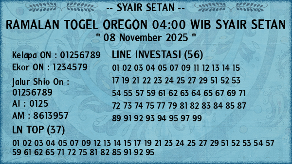 Prediksi Oregon 04:00 WIB